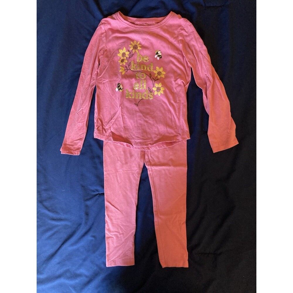 Size 4 Jumping Beans girl clothes - 2 piece outfit | nature and text theme